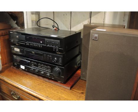 Denon DRA435R stereo receiver, together with a DCD660 CD player and a pair of Kef speakers