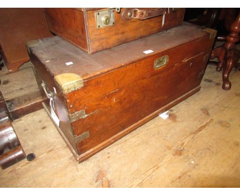 Late 19th / early 20th Century brass bound camphor wood trunk with hinged lid, 86cm wide