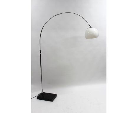 Contemporary chrome floor lamp with opaque glass shade