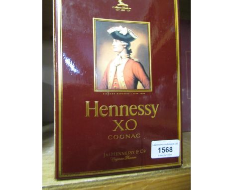 One bottle, Hennessy XO Cognac, boxed