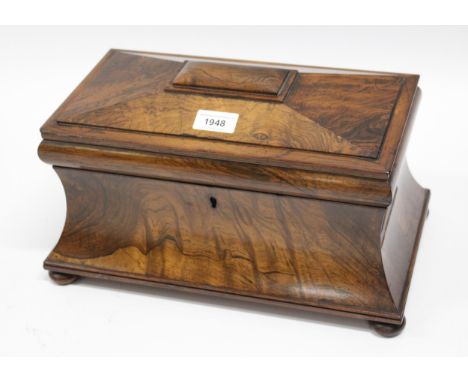 19th Century rosewood sarcophagus shaped tea caddy (minus interior)