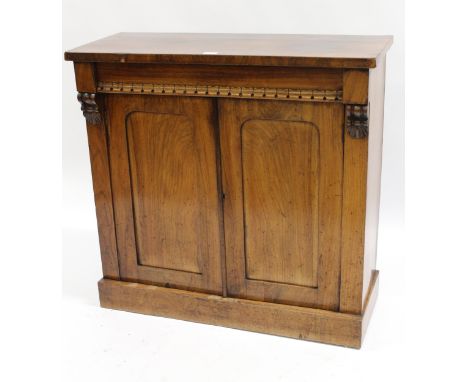 Small Victorian walnut two door chiffonier, 90cm wide, together with a George III oak two door bow front hanging corner cabin