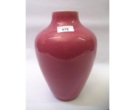 William Ault pink glazed baluster form vase, 27cm high