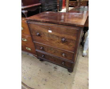 19th Century mahogany commode side cabinet, small 19th Century mahogany rectangular drop-leaf Pembroke table and two reproduc