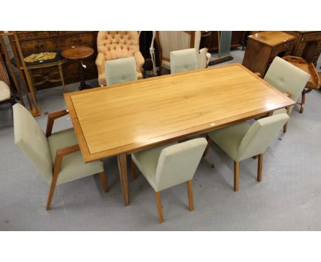 David Linley, exotic hardwood rectangular dining table, the crossbanded and line inlaid top above four rectangular tapering s