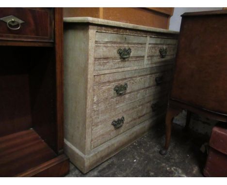 Victorian ash chest of two short and two long drawers with brass handles (at fault), 99cm wide, together with a mahogany revo