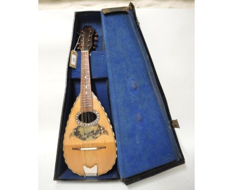 Early 20th Century inlaid mandolin in fitted case