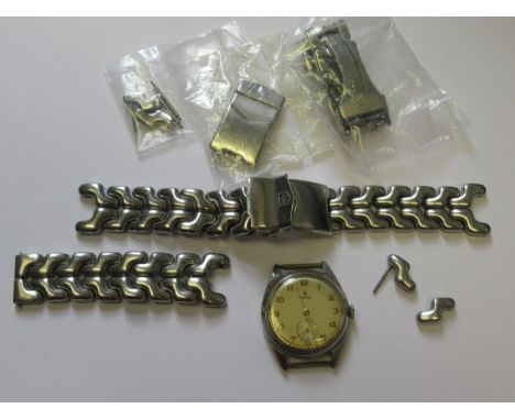 Roidor mid century stainless steel cased wristwatch, together with two Tag Heuer bracelets and miscellaneous links