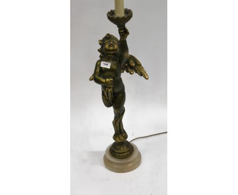 Mid 20th Century gilt composition cherub form table lamp, 68cm high excluding the lamp fitting and shade