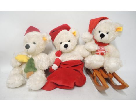 Group of three Steiff Christmas teddy bears