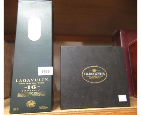 One bottle, Lagavulin single Islay malt whisky, 16 years aged, boxed, together with a miniature bottle, Glengoyne single malt