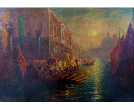 Venetian School (18th/19th century): a view of The Doge's Bucentaur returning to the Molo, Venice, from the Bacino di San Mar