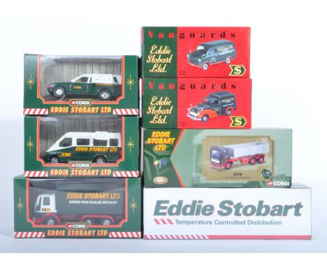 A collection of x7 boxed Eddie Stobart diecast model trucks and lorries by makers Corgi, Vanguards and Atlas Editions. Exampl