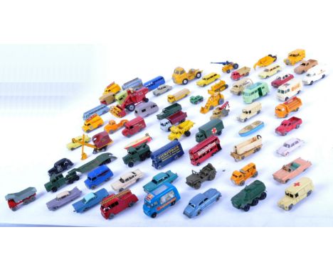 A large collection of assorted vintage unboxed Lesney made Matchbox series diecast models. Examples to include No. 34 Volkswa