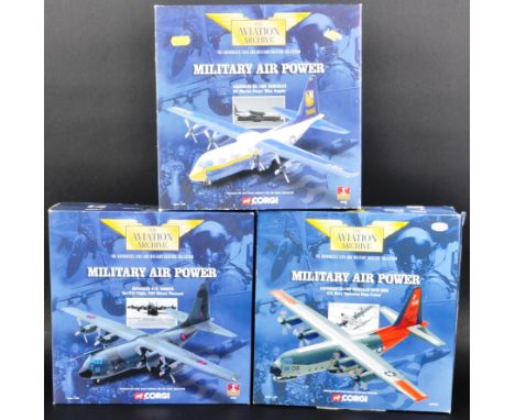 A collection of x3 Corgi Aviation Archive ' Military Air Power ' 1/144 scale diecast model planes comprising; 48402 Lockheed 