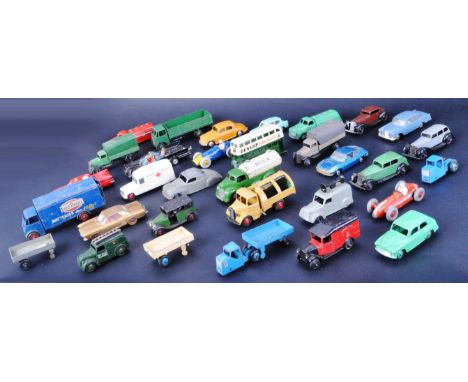 A large collection of approximately x30 assorted vintage Dinky Toys and Corgi Toys diecast model cars, trucks and other vehic