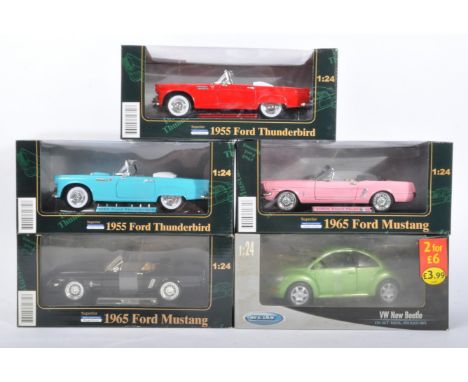 A collection of assorted 1/24 scale diecast model cars by makers Superior and Welly comprising x2 Ford Mustang, x2 Ford Thund