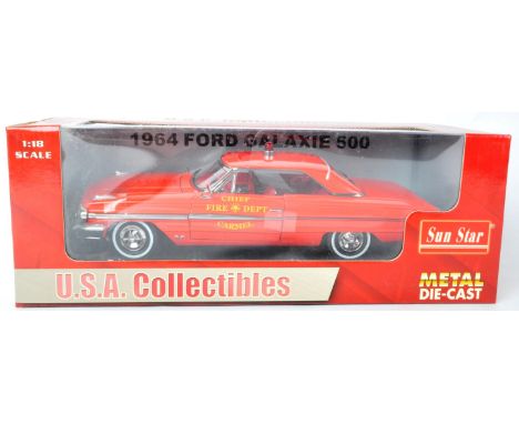 An original Sun Star ' USA Collectibles ' 1/18 scale diecast model No. 1448 Ford Galaxie 500 Carmel Fire Car. Highly detailed