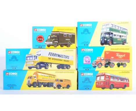 A collection of x6 assorted Corgi Classics Collector Club diecast model trucks, vans and buses to include; 30307 Police Mobil