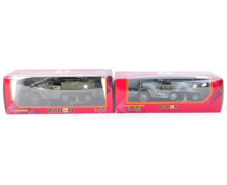 Two original Kaden made (&nbsp;Czech Republic ) 1/24 scale boxed sheet metal diecast model tanks comprising; USA Military Hal