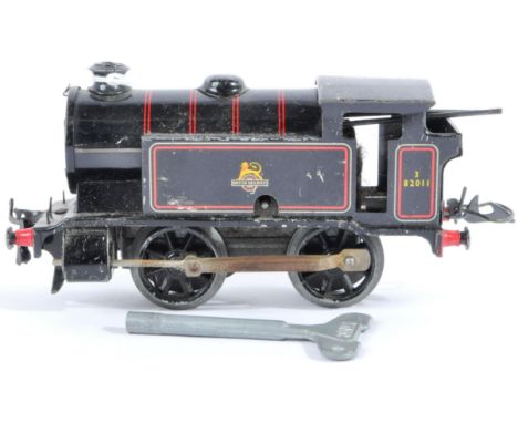 An original vintage Hornby 0 gauge tinplate clockwork model railway Type 40 trainset locomotive engine No. 82011 British Rail