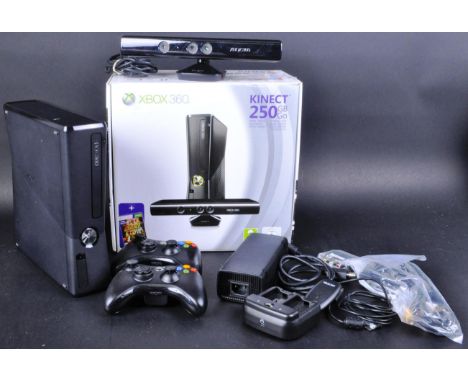 An original complete boxed Microsoft Xbox 360 video games console Kinect bundle to include a 250GB black console, controller,