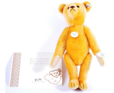 A Limited Edition German Steiff made soft toy teddy bear 406751 1908 Replica bear with growler. A golden mohair example with 