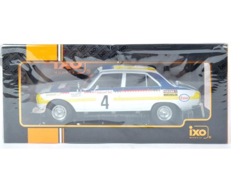 An original&nbsp; ' IXO Models ' 1/18 scale diecast model No. 18RMC044B Peugeot 504 Ti. Highly detailed rally car appearing m