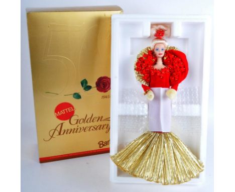 A vintage (1995) Limited Edition Mattel Golden Anniversary (1945-1995) barbie doll. A special porcelain Barbie edition dresse