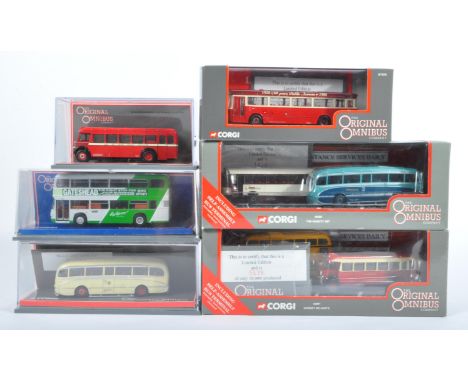 A collection of x6 Corgi Original Omnibus 1/76 scale diecast model buses to include; 40301 Wallace Arnold Tours Ltd Burlingto