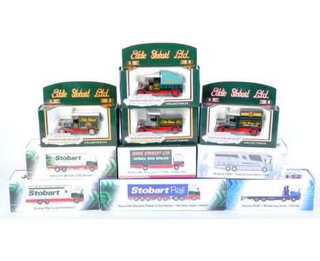 A collection of x10 assorted Corgi and Atlas Editions 1/76 scale Eddie Stobart diecast model trucks and lorries to include; 1