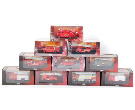 A collection of x10 assorted Atlas Editions diecast Fire Engine models to include; 102 Bedford RLHZ ' Green Goddess ', 103 Le