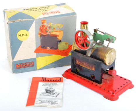 An original vintage Mamod live steam stationary traction engine M.M.2. A liquid fuel example, housed within original box.