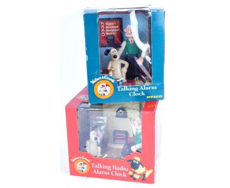 Wallace &amp; Gromit - x2 original vintage 1990s Wesco made Wallace &amp; Gromit ' Talking Alarm Clock ' sets (one a Radio Al