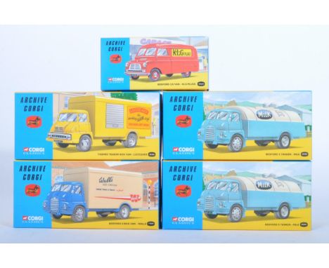 A collection of x5 assorted Corgi Archive range diecast model trucks comprising; 05603 Bedford CA Van - KLG Plugs, 19304 Bedf