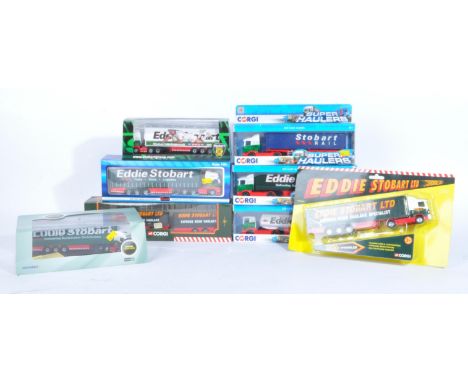 A collection of x8 assorted Eddie Stobart interest diecast model trucks and lorries by makers Corgi, Oxford and Saico. Exampl