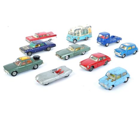 A collection of x10 original vintage Corgi Toys diecast model cars. Examples to include Rover 2000TC, Ghia L6.4 with Chrysler