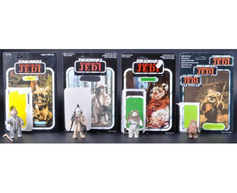 Star Wars - a collection of x4 original vintage Kenner / Palitoy made action figures - all Ewoks. Comprising: Chief Chirpa (L