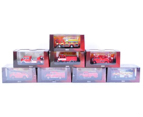 A collection of x8 assorted Atlas Editions diecast Fire Engine models to include; 003 Dennis F 12, 009 Dodge D-500, 113 IFA W