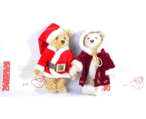 Two original Limited Edition German Steiff made Christmas soft toy teddy bears with certificates. Bears comprising 037665 Sil