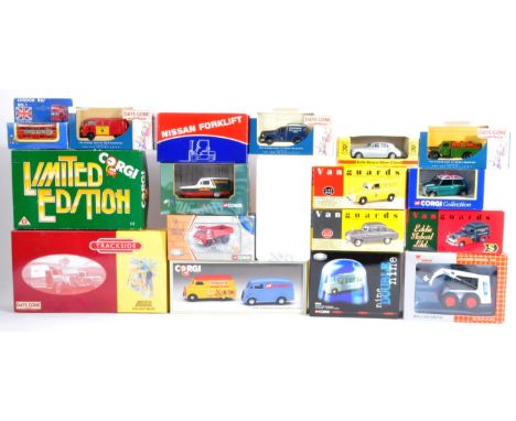 A large collection of x18 assorted boxed diecast model cars, trucks and other vehicles of various scales and makers to includ