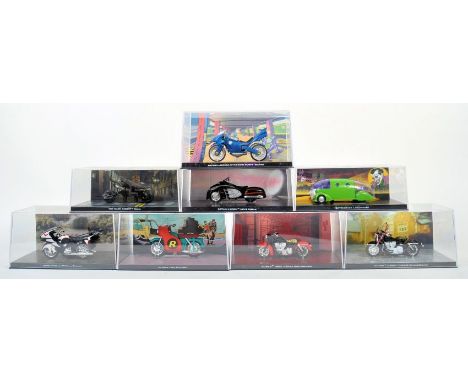 A collection of x8 original ' Batman Automobile Collection ' diecast model vehicles all relating to Batmobile vehicles that h