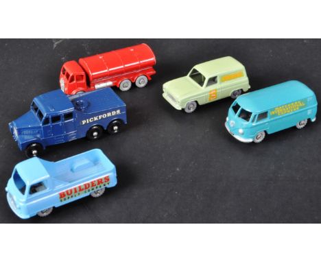 A collection of x5 original vintage Lesney made Matchbox Series diecast model vans and lorries comprising; No. 59 Ford Thames