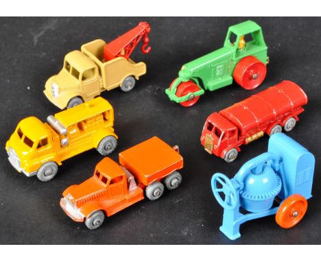 A collection of x6 original vintage Lesney made Matchbox Series diecast models comprising No. 13 Wreck Truck, No. 28 Bedford 