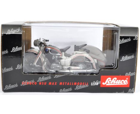 A German Schuco made 1/10 scale boxed diecast model No. 06512 NSU Max Motorcycle / Motorbike with sidecar. Highly detailed mo