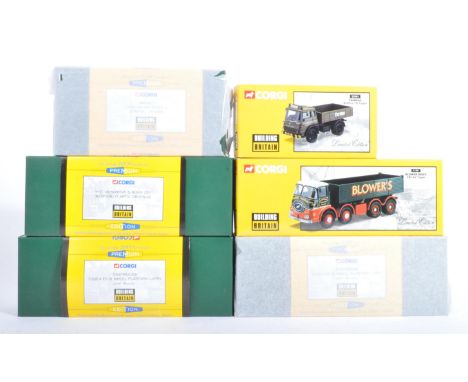 A collection x6 assorted Corgi 1/50 scale ' Building Britain ' diecast model trucks to include; 22901 Tarmac Bedford Tipper, 