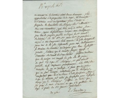 Leonard Bourdon (1754-1807) handwritten manuscript. Good condition. All autographs are genuine hand signed and come with a Ce