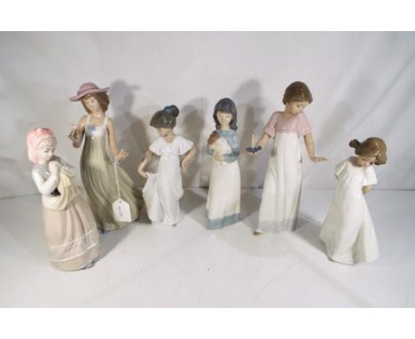 Six figurines to include five Nao and one similar (6)