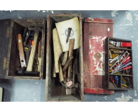Vintage tools  -  two wooden boxes containing quantity of vintage tools (2)