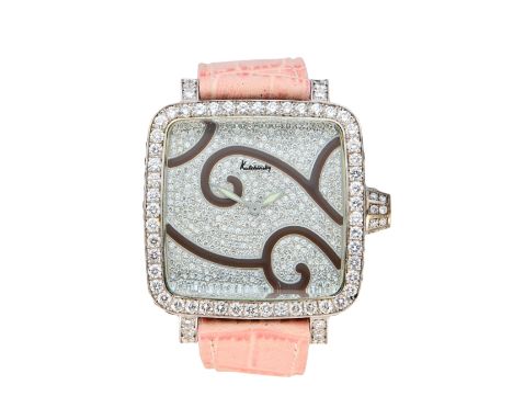 Kutchinsky. A diamond set quartz wristwatch Convex, Limited edition no. 020 Quartz movement, pavé diamond square dial with li